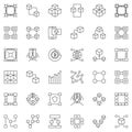 Set of Blockchain outline vector icons - Block Chain signs