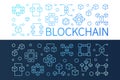 Set of 2 Blockchain vector bright line horizontal banners Royalty Free Stock Photo