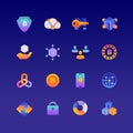 Set of Blockchain. Vector Gradient Icons. Editable Color. 48x48 Pixel. Royalty Free Stock Photo