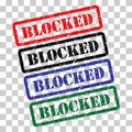 Set of Blocked stamp symbol, label sticker sign button, text banner vector illustration