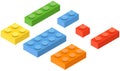 Set of blocks building toy colored brick. Toy bricks. 3d design. Vector illustration Royalty Free Stock Photo