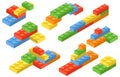 Set of blocks building toy colored brick. Toy bricks. 3d design. Vector illustration