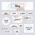 A set of blog design elements kit. Frames, dividers, decorative