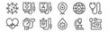 Set of 12 blood donation icons. outline thin line icons such as blood pressure, platelet, transfusion, global, blood type