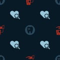 Set Blood donation, Tooth with caries and Medical heart inspection on seamless pattern. Vector Royalty Free Stock Photo