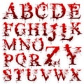 Set of Bloody letters isolated Royalty Free Stock Photo