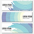 Set of blue abstract header banners with curved lines and place for text. Royalty Free Stock Photo