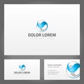 Set blue abstract minimalist space innovation sphere wave shape namecard corporate design vector