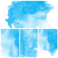 Set of blue Abstract water color art paint