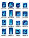 Set of blue amethysts with rectangle cuts Royalty Free Stock Photo