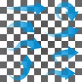 Set of blue arrows. Clean, fresh air flow. Collection of transparent direction arrows. Vector Royalty Free Stock Photo