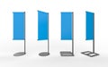 Set of blue blank banner japanese flag display with aluminum fr Royalty Free Stock Photo