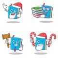 Set of blue book character with Santa candy student judge Royalty Free Stock Photo