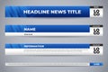set blue broadcast lower third for news channel template design Royalty Free Stock Photo