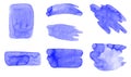 Set of blue brush strokes. Vector brushes for painting Royalty Free Stock Photo