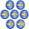 A set of blue buttons for web and computer programs and a game, sound Royalty Free Stock Photo