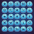 Set blue buttons for web video game in style marmalade Royalty Free Stock Photo