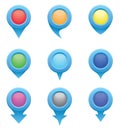 Set of blue circle pointers in the colors of the rainbow Royalty Free Stock Photo