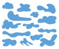 Set of blue clouds. Cloud icon, cloud shape. Set of different clouds. Collection of cloud icons Royalty Free Stock Photo