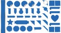 Set of blue colored banners, ribbons, stickers and other vector design elements