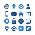 Set of blue communication and technology icons, design elements Royalty Free Stock Photo