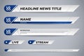set blue corporate overlay lower third banner for presentation and stream channel Royalty Free Stock Photo