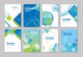 Set of blue cover annual report, brochure, design templates. Use