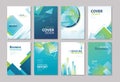 Set of blue cover annual report, brochure, design templates. Use Royalty Free Stock Photo