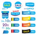 Set of blue discount labels Royalty Free Stock Photo