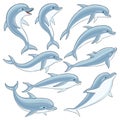 Set of blue dolphins.