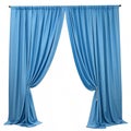Blue draped curtains isolated on white background Royalty Free Stock Photo