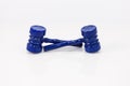 Set of blue gavel salt and pepper shakers Royalty Free Stock Photo