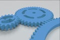 Set of blue gears and cogs on white background Royalty Free Stock Photo