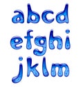 Set of blue gel, ice and caramel alphabet small letters isolated