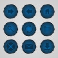 Set of blue glass icons. Royalty Free Stock Photo