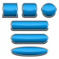 Set of blue glossy buttons. Vector illustration Royalty Free Stock Photo