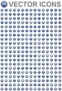 Set of 300 blue glossy round vector icons, business, technology, medicine and education web buttons Royalty Free Stock Photo