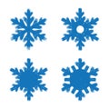 Set of blue grunge style flat brush stroke snow flakes