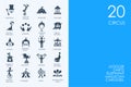 Set of BLUE HAMSTER Library circus icons Royalty Free Stock Photo