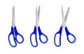 Set of Blue Handled Scissors in Various Positions Royalty Free Stock Photo