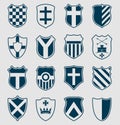 Set of blue heraldic shields Royalty Free Stock Photo