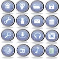 Blue Color Indonesia Batik Web Button and Icon Set