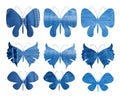 Set of Blue Jeans Butterfly. Denim Background Star Shape Collection Royalty Free Stock Photo