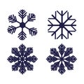 set of isolated snowflake icon silhouette Royalty Free Stock Photo