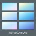 Set of blue, lilac and violet gradients