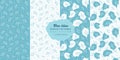 Set of 4 blue lilies seamless background pattern. Vector hand drawn illustration.