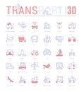 Set Blue Line Icons of Means of Transport. Royalty Free Stock Photo