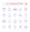 Set Blue Line Icons of Rail Transport. Royalty Free Stock Photo