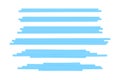 Set of blue marker lines. Different transparent freedrawn pen or brush underlines for important text emphasis or