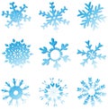 Set Of Blue Melting Snowflakes Royalty Free Stock Photo
